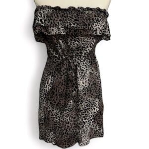 Mods International By Victoria Secret Strapless Leopard Print Dress Size M EUC